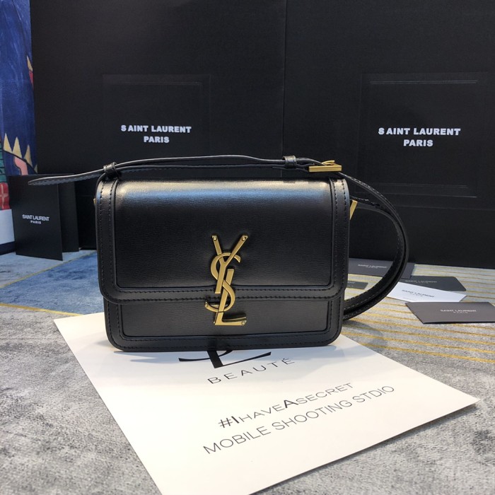 YSL SOLFERINO SMALL SATCHEL IN BOX SAINT LAURENT LEATHER