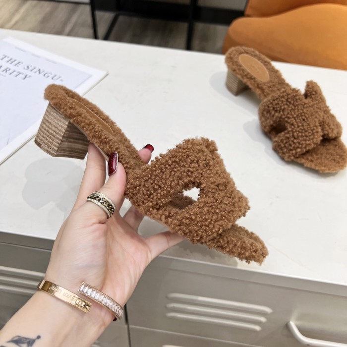 Hermes shoes plush sandal Middle heel 14 color H004 02