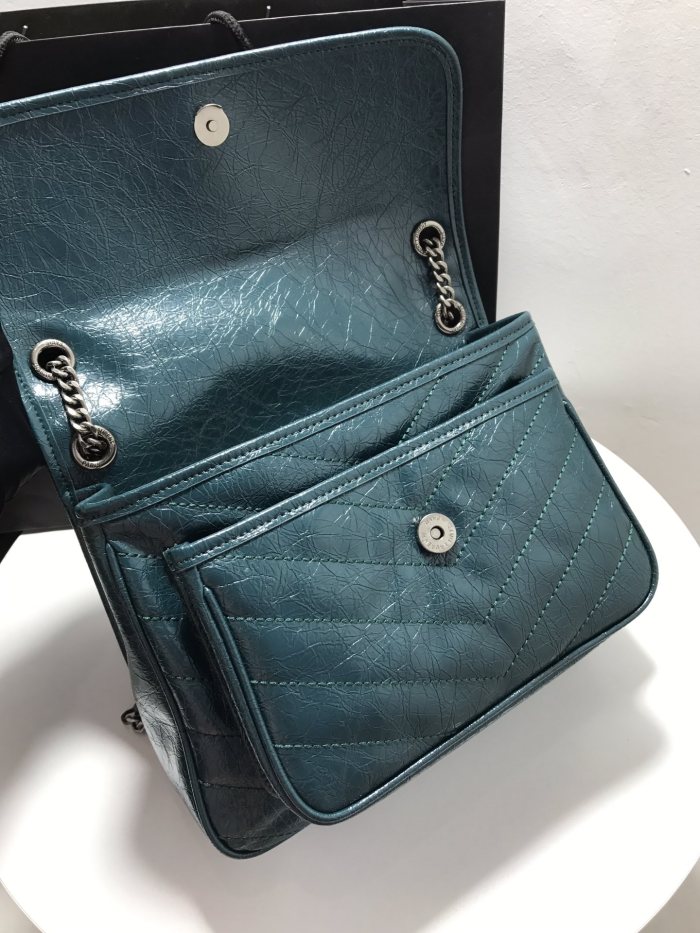 YSL NIKI MEDIUM CHAIN BAG IN VINTAGE CRINKLED LEATHER