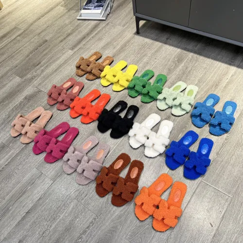 Hermes shoes plush sandal flats 15 color H004 01