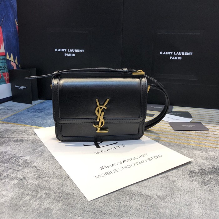YSL SOLFERINO SMALL SATCHEL IN BOX SAINT LAURENT LEATHER