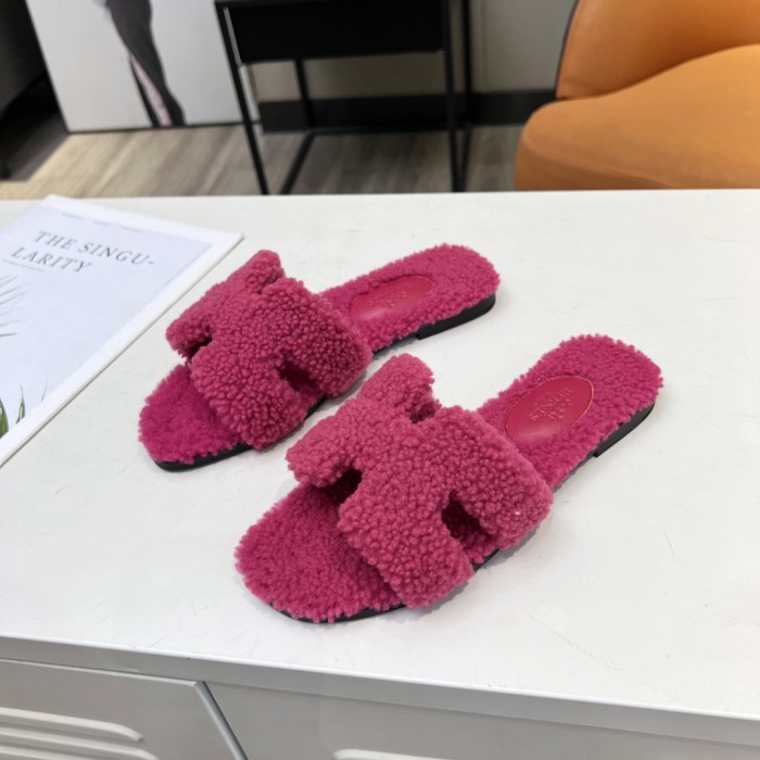 Hermes shoes plush sandal flats 15 color H004 01