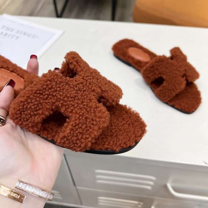 Hermes shoes plush sandal flats 15 color H004 01