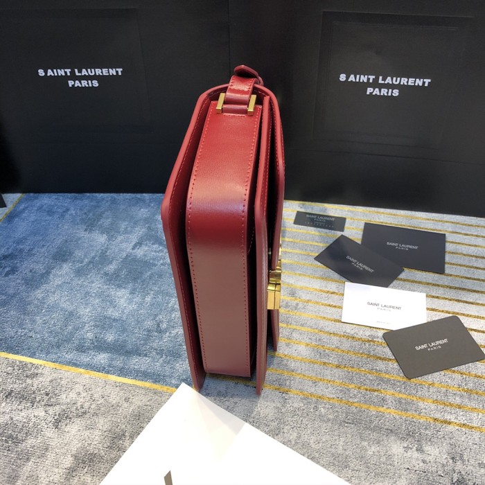 YSL SOLFERINO MEDIUM SATCHEL IN BOX SAINT LAURENT LEATHER