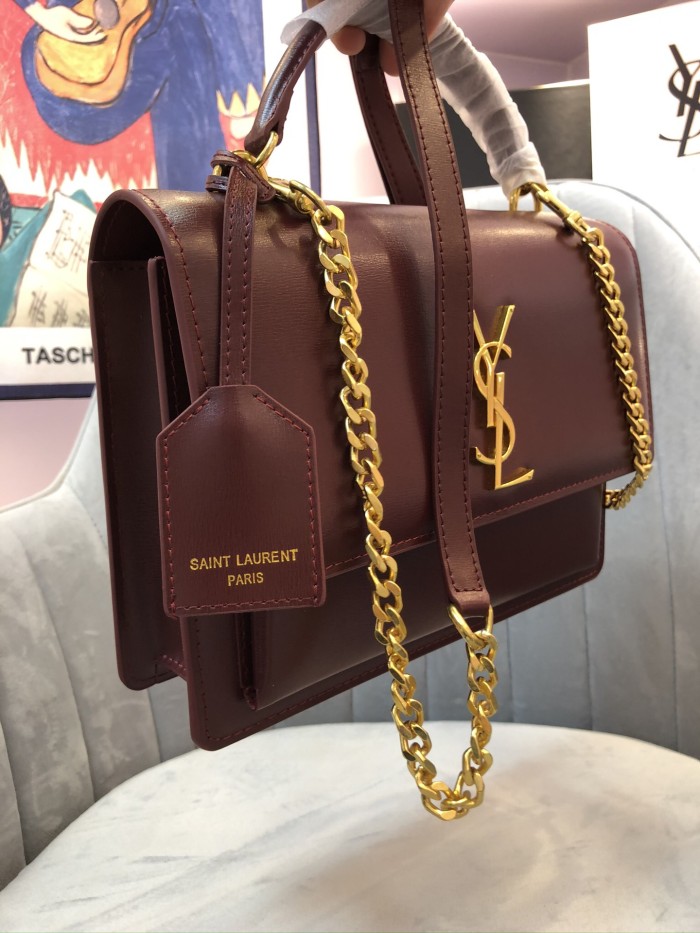 YSL SUNSET MEDIUM TOP HANDLE IN SMOOTH LEATHER