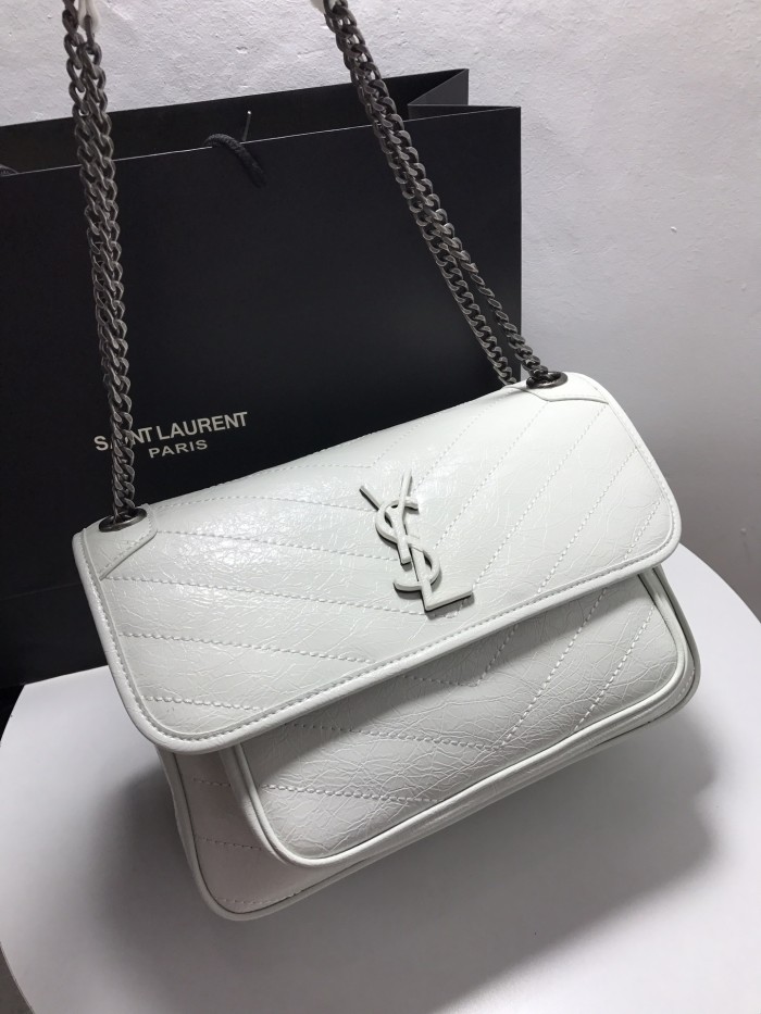 YSL NIKI MEDIUM CHAIN BAG IN VINTAGE CRINKLED LEATHER