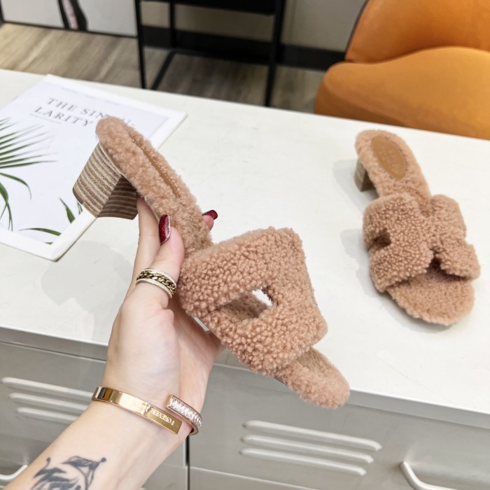 Hermes shoes plush sandal Middle heel 14 color H004 02