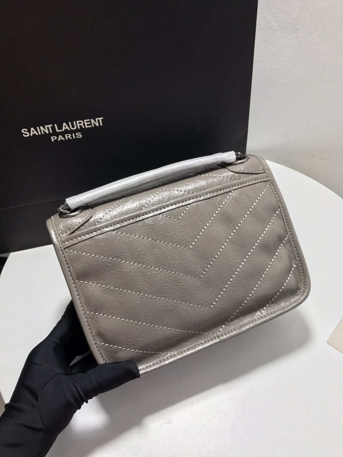 YSL NIKI BABY CHAIN BAG IN CRINKLED VINTAGE LEATHER