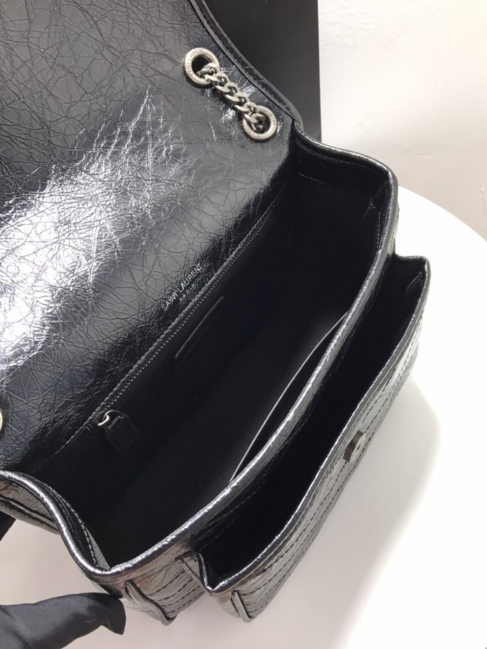 YSL NIKI MEDIUM CHAIN BAG IN VINTAGE CRINKLED LEATHER