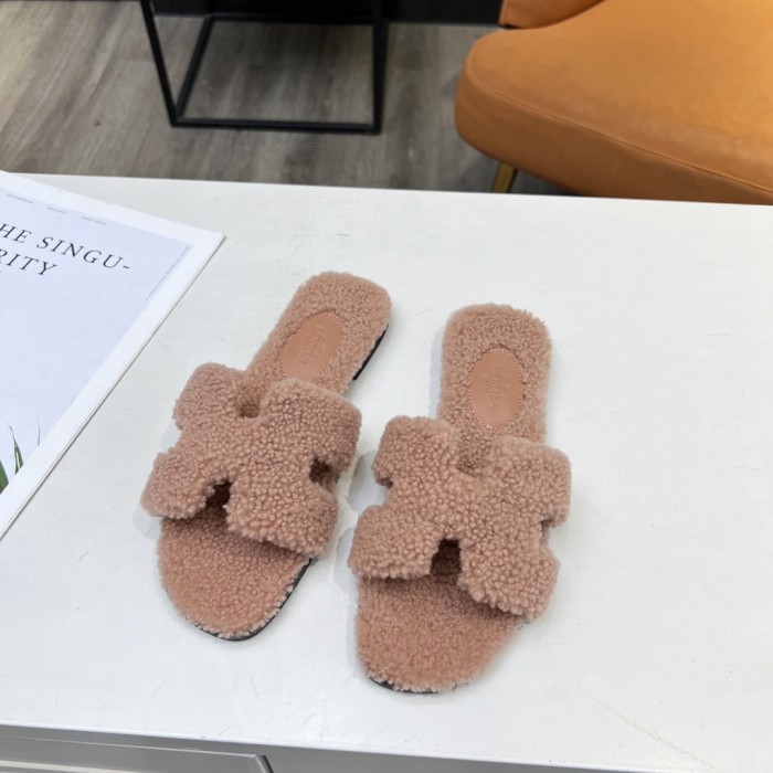 Hermes shoes plush sandal flats 15 color H004 01