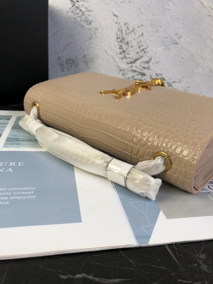 YSL KATE MEDIUM CHAIN BAG WITH TASSEL IN EMBOSSED CROCODILE SHINY LEATHER
