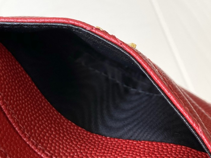 YSL CASSANDRE SAINT LAURENT MATELASSÉ CARD CASE IN GRAIN DE POUDRE EMBOSSED LEATHER