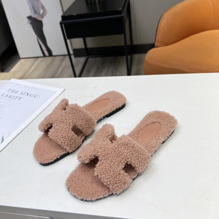 Hermes shoes plush sandal flats 15 color H004 01