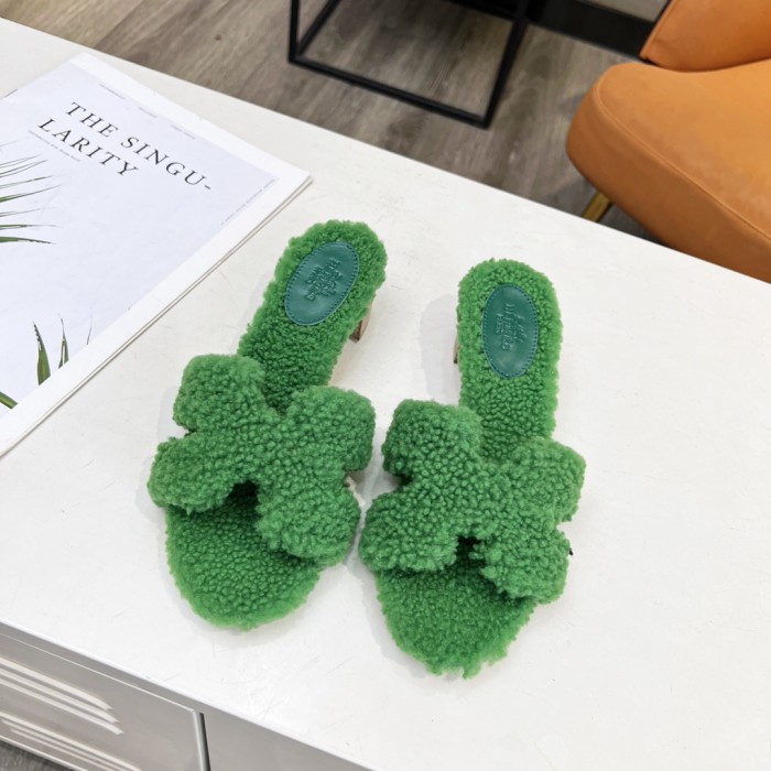 Hermes shoes plush sandal Middle heel 14 color H004 02