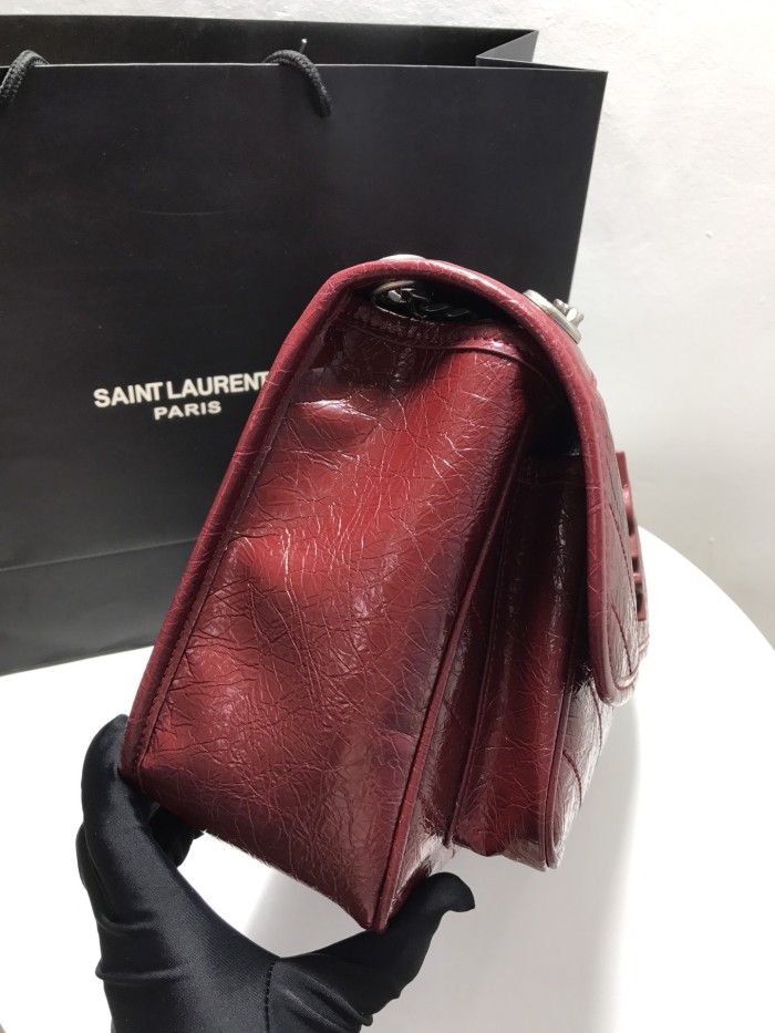 YSL NIKI MEDIUM CHAIN BAG IN VINTAGE CRINKLED LEATHER