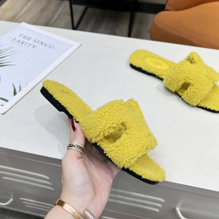 Hermes shoes plush sandal flats 15 color H004 01