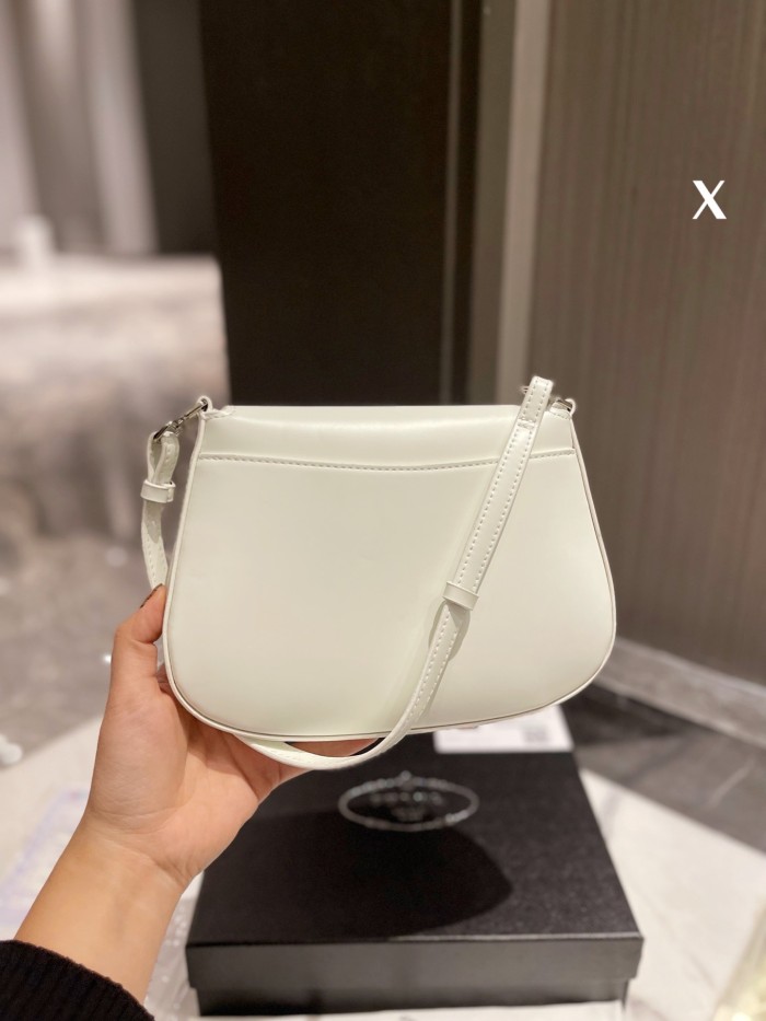 Prada Cleo brushed leather shoulder bag with flap