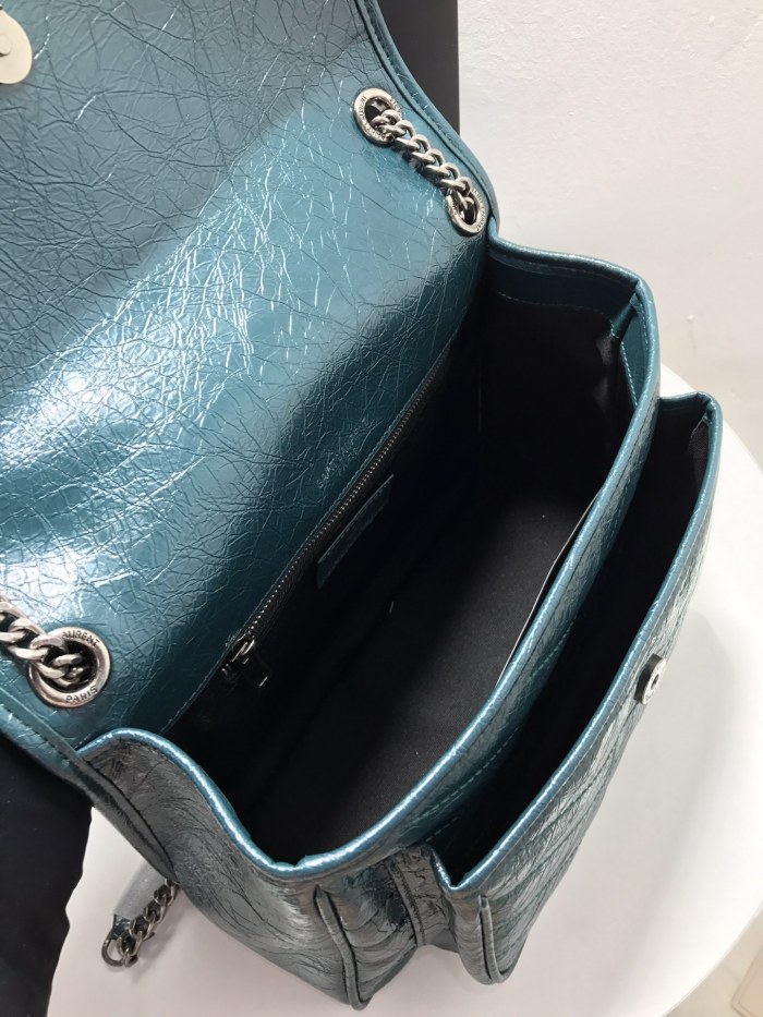 YSL NIKI MEDIUM CHAIN BAG IN VINTAGE CRINKLED LEATHER