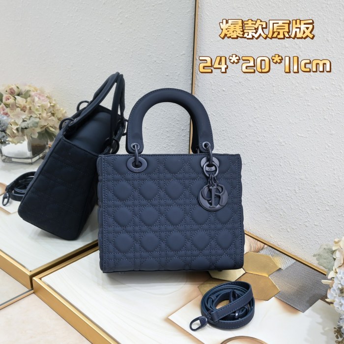 Medium Lady Dior Bag Blue Matte LM071 24cm
