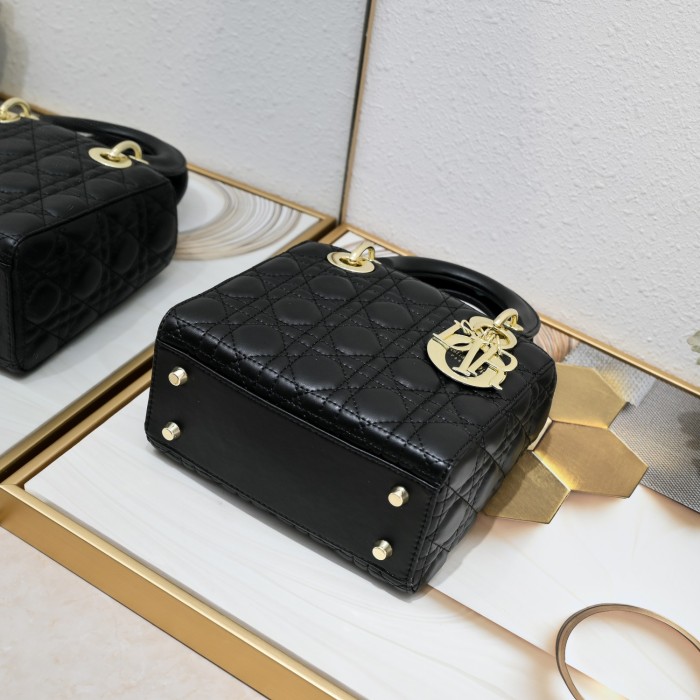 Small Lady Dior My ABCDior Bag Black Sheepskin LM061 20cm