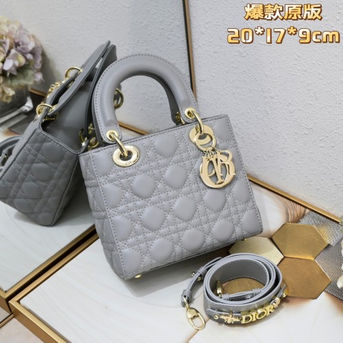 Small Lady Dior My ABCDior Bag Grey Sheepskin LM061 20cm