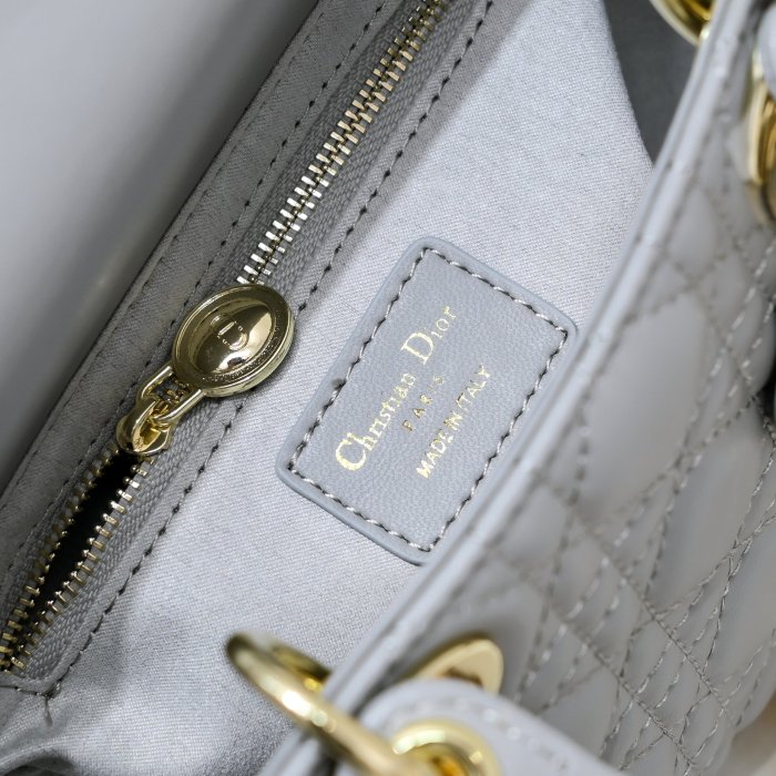 Small Lady Dior My ABCDior Bag Grey Sheepskin LM061 20cm