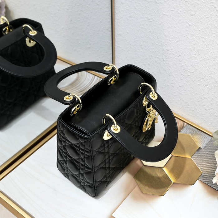 Small Lady Dior My ABCDior Bag Black Sheepskin LM061 20cm