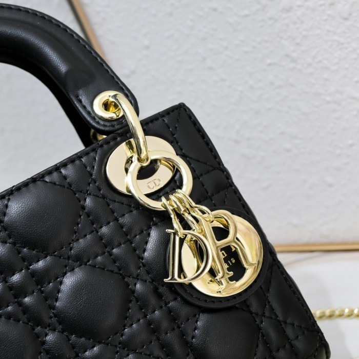 Mini Lady Dior Bag Black Sheepskin LM051 17cm