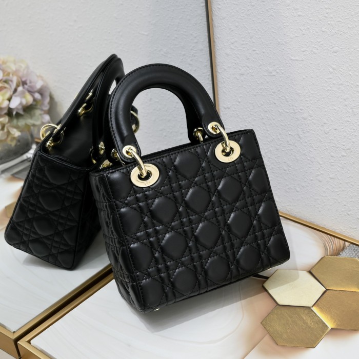 Small Lady Dior My ABCDior Bag Black Sheepskin LM061 20cm
