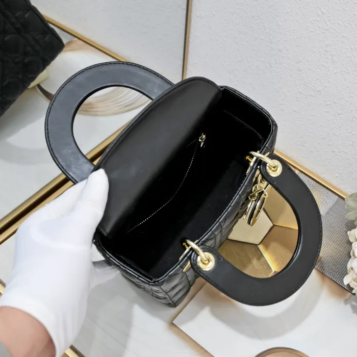 Small Lady Dior My ABCDior Bag Black Sheepskin LM061 20cm