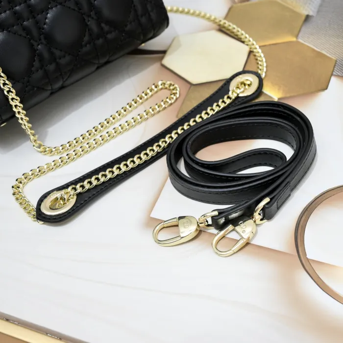 Mini Lady Dior Bag Black Sheepskin LM051 17cm