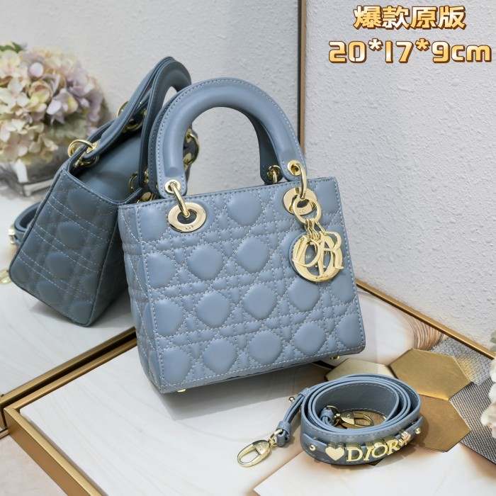 Small Lady Dior My ABCDior Bag Blue Sheepskin LM061 20cm