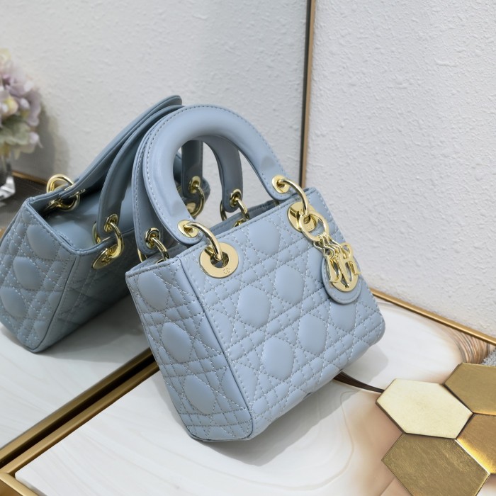 Mini Lady Dior Bag Blue Sheepskin LM051 17cm