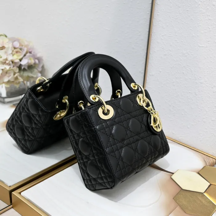 Mini Lady Dior Bag Black Sheepskin LM051 17cm
