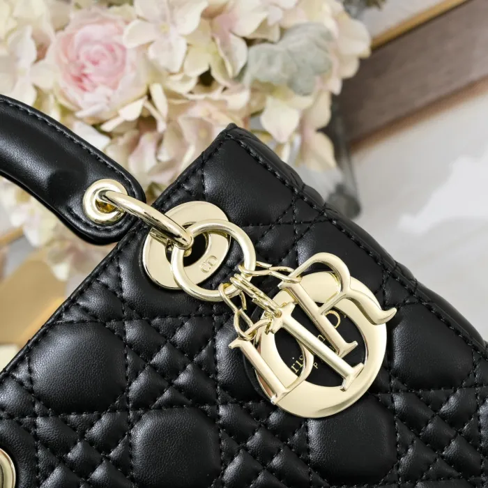 Small Lady Dior My ABCDior Bag Black Sheepskin LM061 20cm