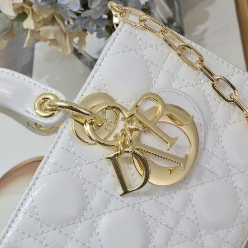 Medium Lady D-Joy bag white patent leather CD0540 XB002 26cm
