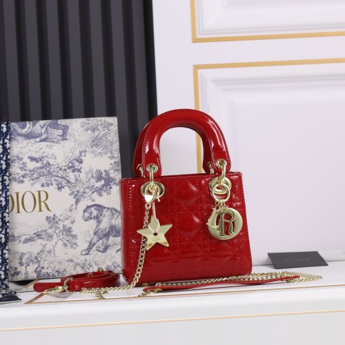 Mini Lady Dior Bag Burgundy patent leather CD2025 XB071 17cm