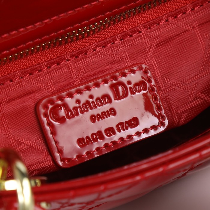 Mini Lady Dior Bag Burgundy patent leather CD2025 XB071 17cm