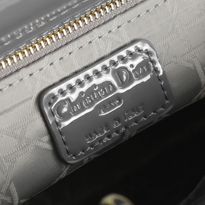 Small Lady Dior My ABCDior Bag Grey patent leather CD2026 XB081 20cm