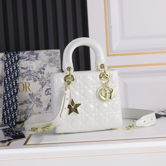 Small Lady Dior My ABCDior Bag White patent leather CD2026 XB081 20cm