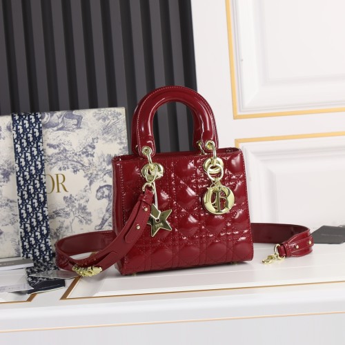 Small Lady Dior My ABCDior Bag Burgundy patent leather CD2026 XB081 20cm