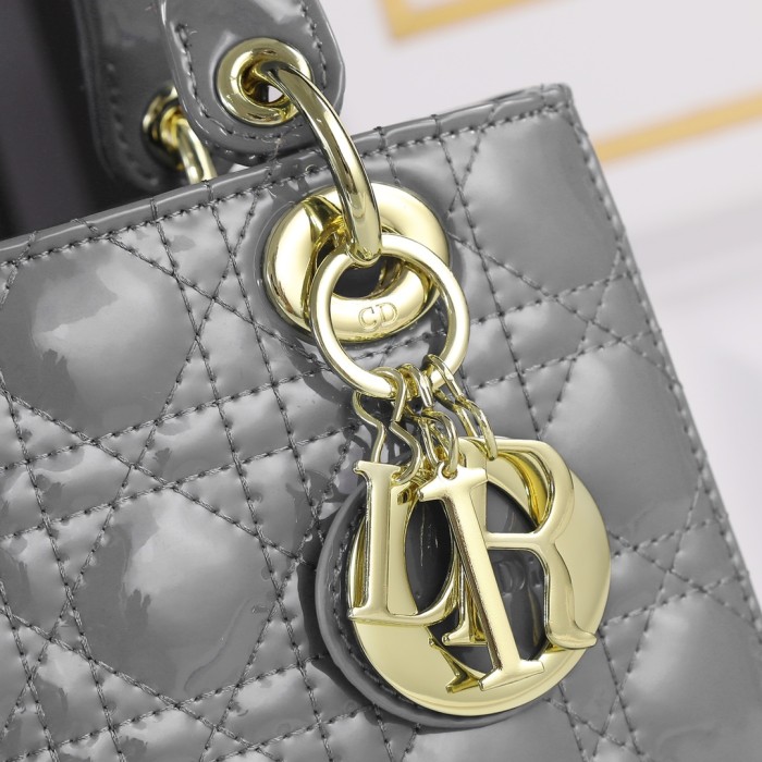 Small Lady Dior My ABCDior Bag Grey patent leather CD2026 XB081 20cm