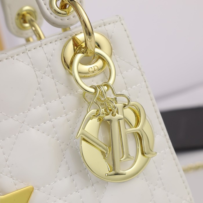 Mini Lady Dior Bag White patent leather CD2025 XB071 17cm
