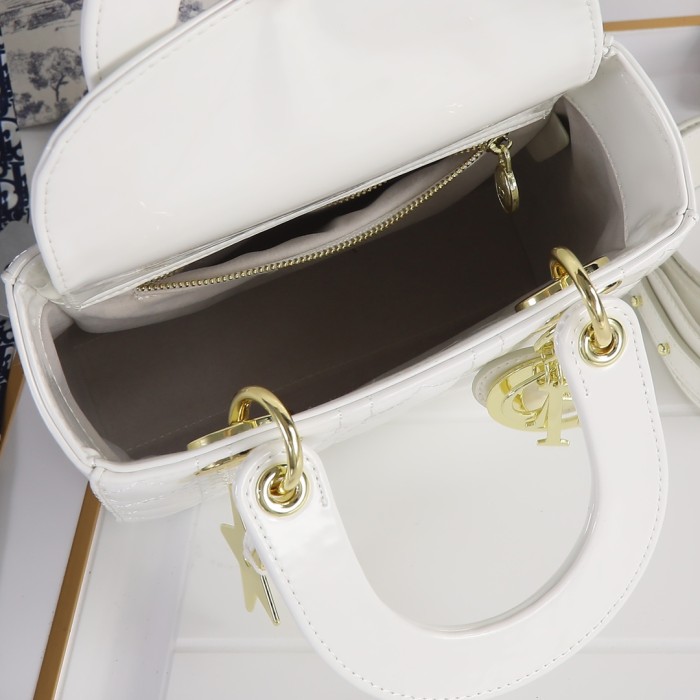 Small Lady Dior My ABCDior Bag White patent leather CD2026 XB081 20cm