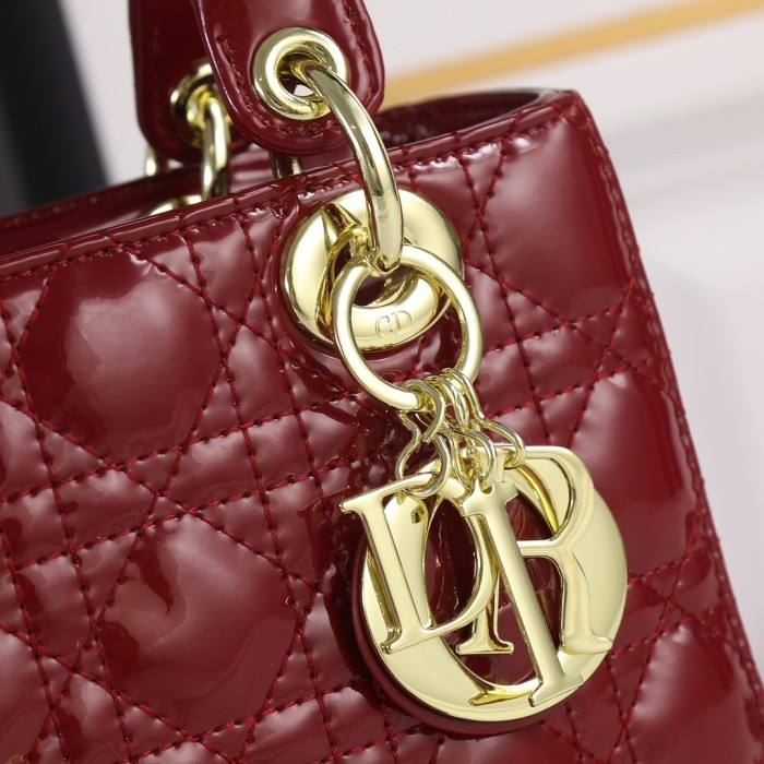 Small Lady Dior My ABCDior Bag Burgundy patent leather CD2026 XB081 20cm