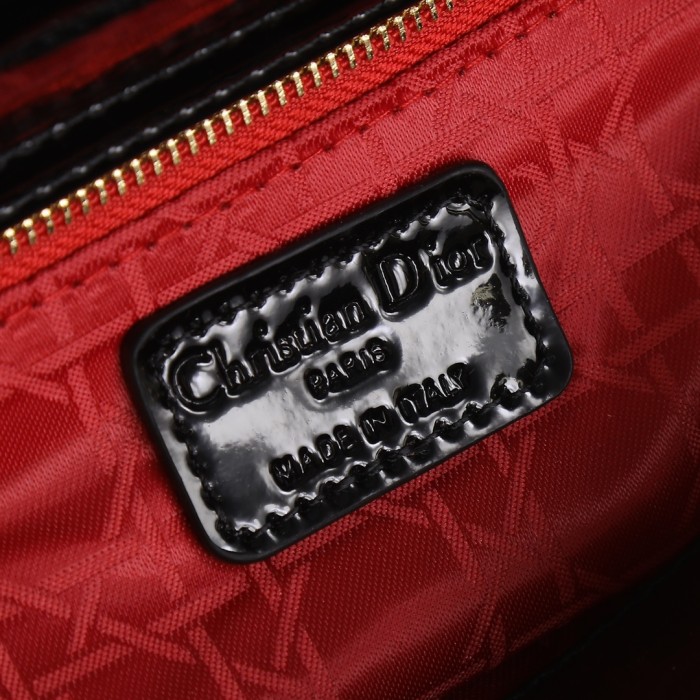 Small Lady Dior My ABCDior Bag Black gold patent leather CD2026 XB081 20cm