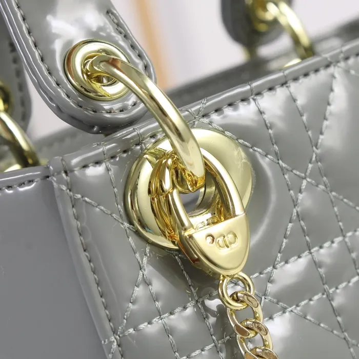 Mini Lady Dior Bag Grey patent leather CD2025 XB071 17cm