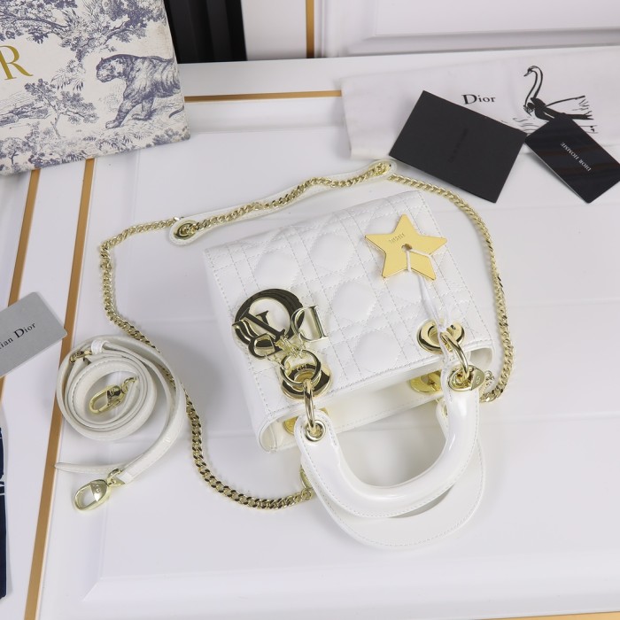 Mini Lady Dior Bag White patent leather CD2025 XB071 17cm
