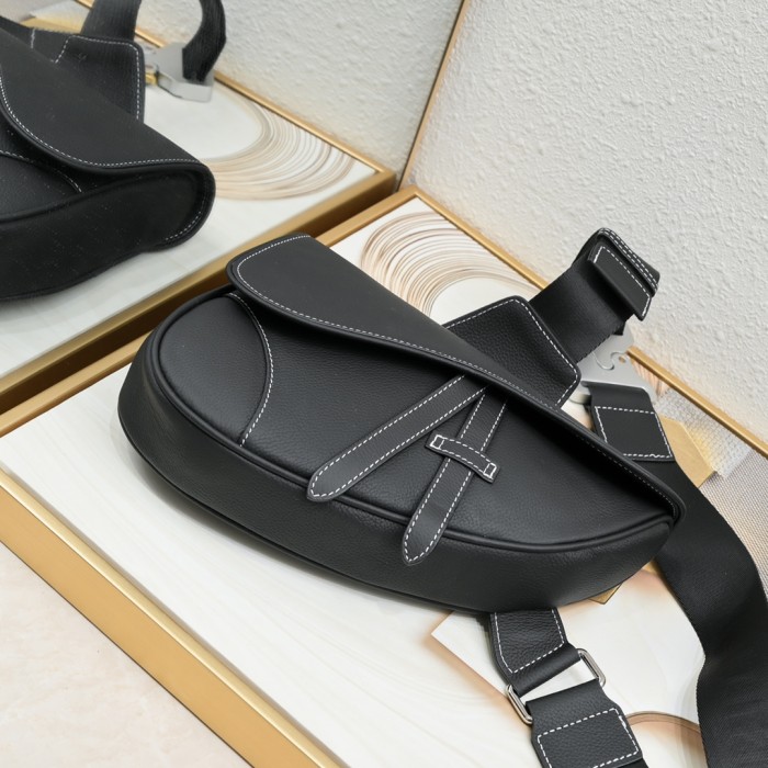 Saddle Bag Black with white CD-1040 XB022 28cm