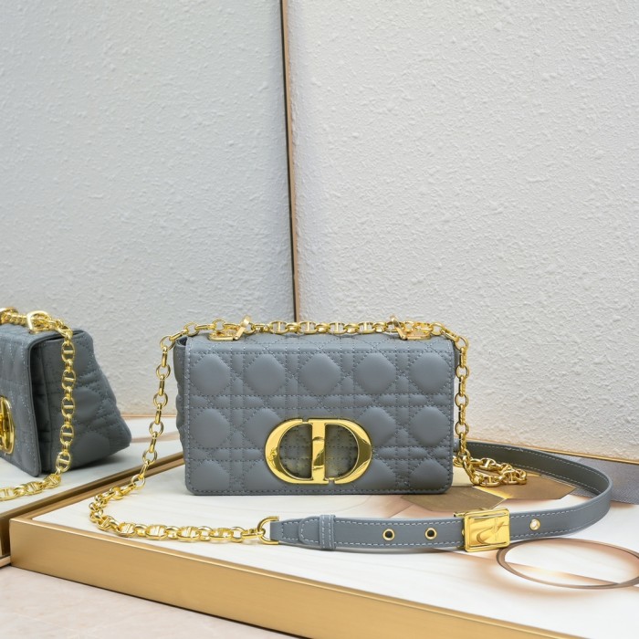 Small Dior Caro Bag Gray 9797 XB091 21cm